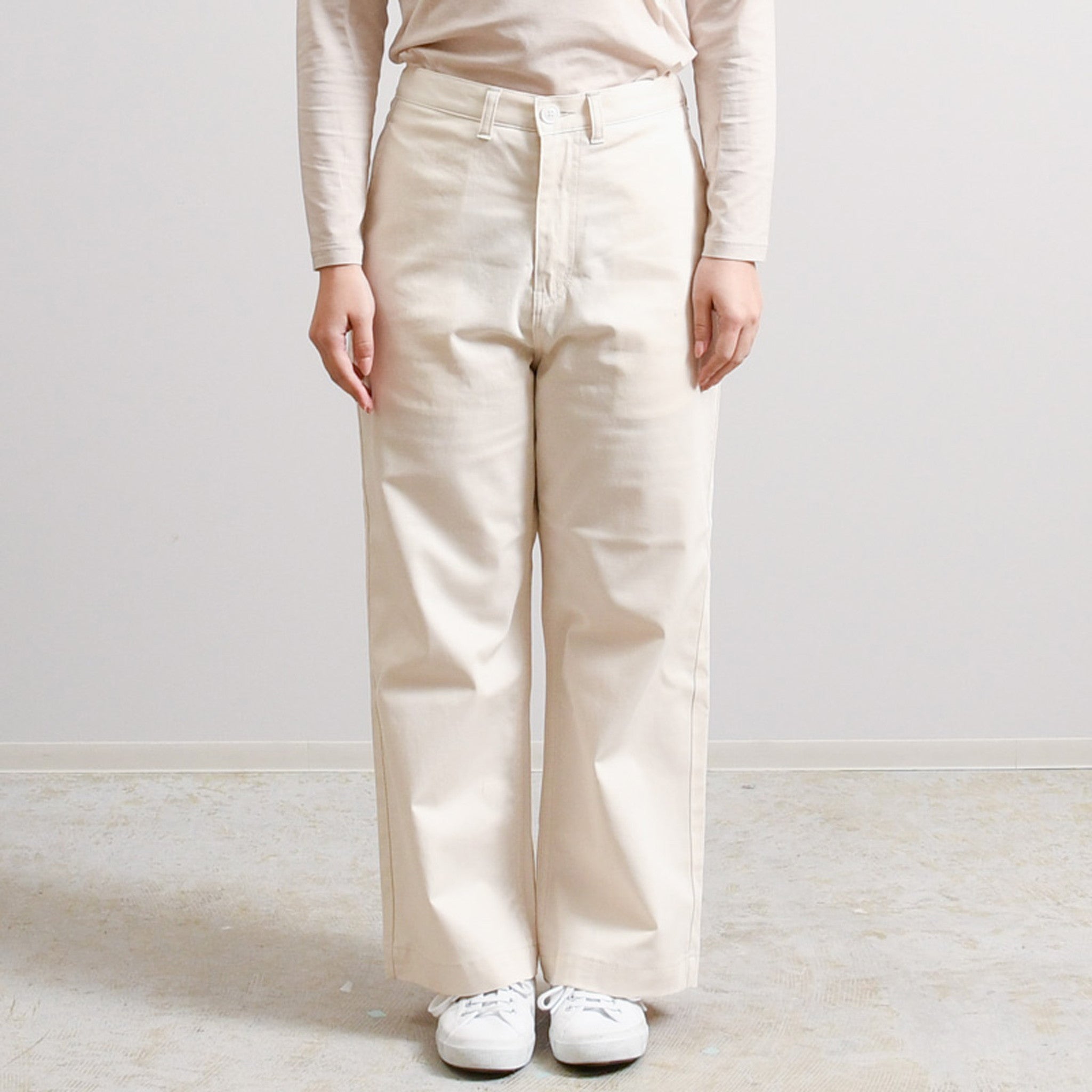 ストレッチリネンカルゼ ワイドストレートパンツ