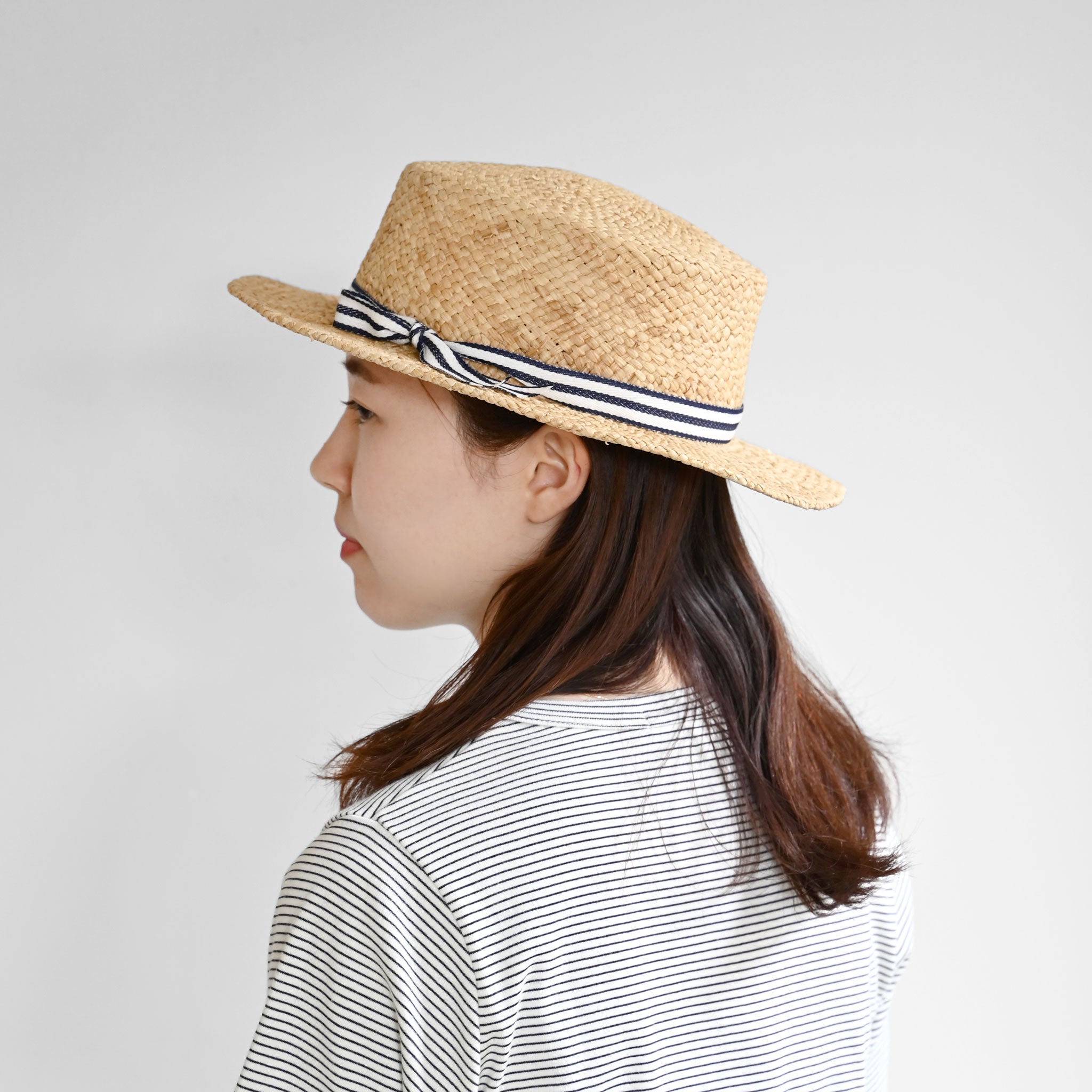 【ISHIDASEIBOU】コーンピールカンカン帽（ボーダーリボン）