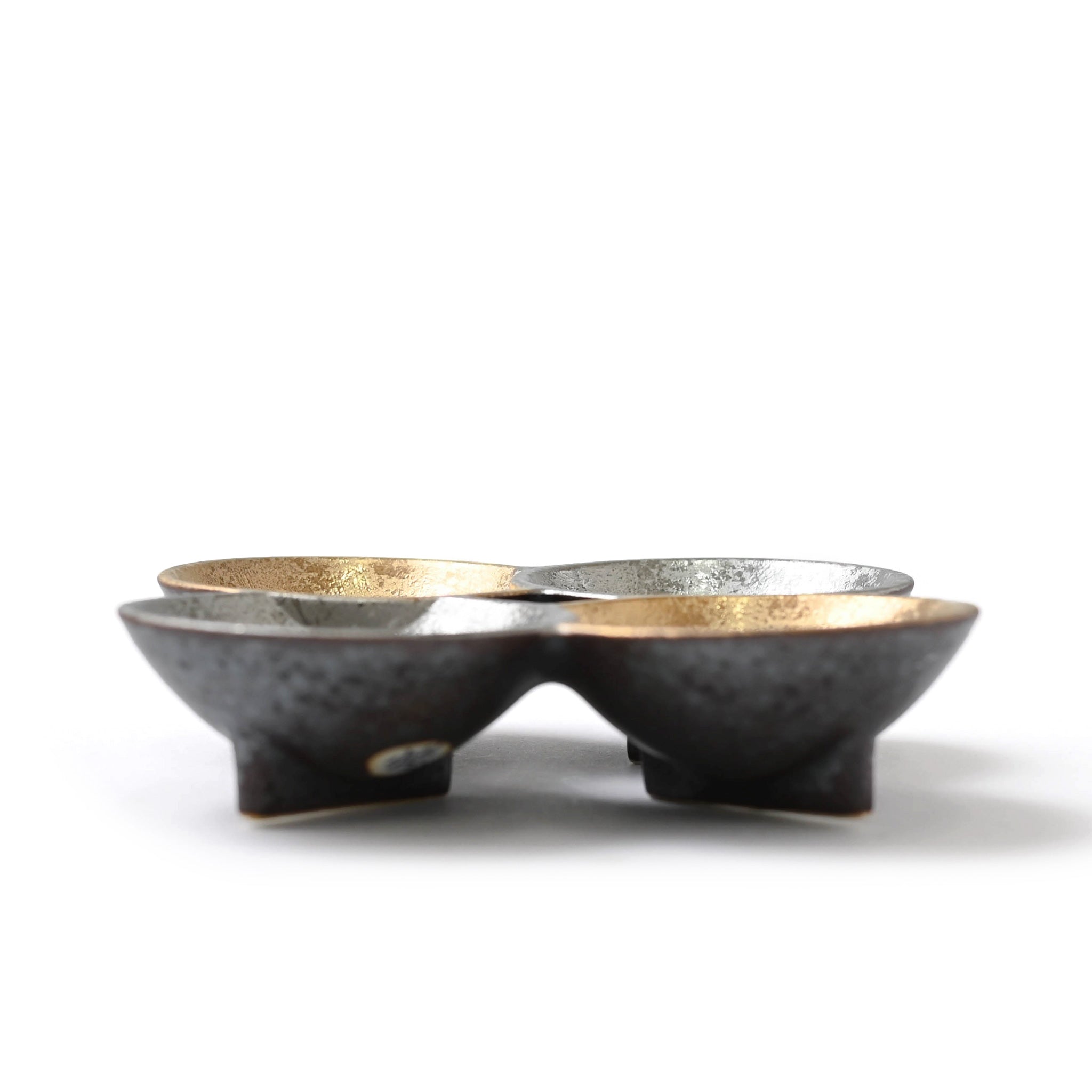 【陶悦窯】結晶掛分金銀塗り 四組小付