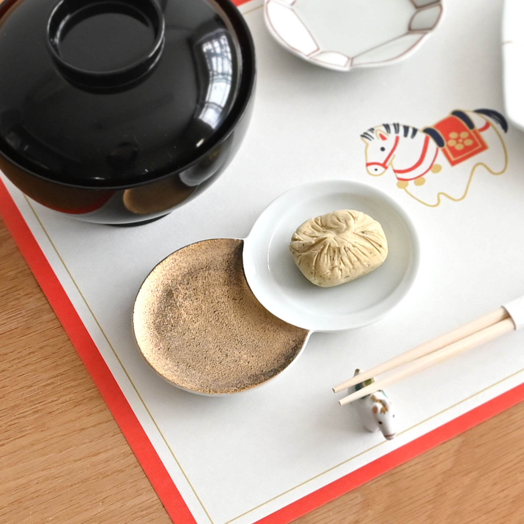 【重山陶器】日月紋金 重ね皿