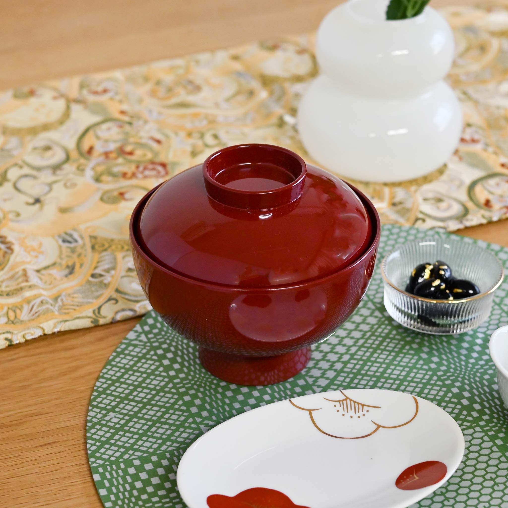 蓋付き雑煮椀 総朱