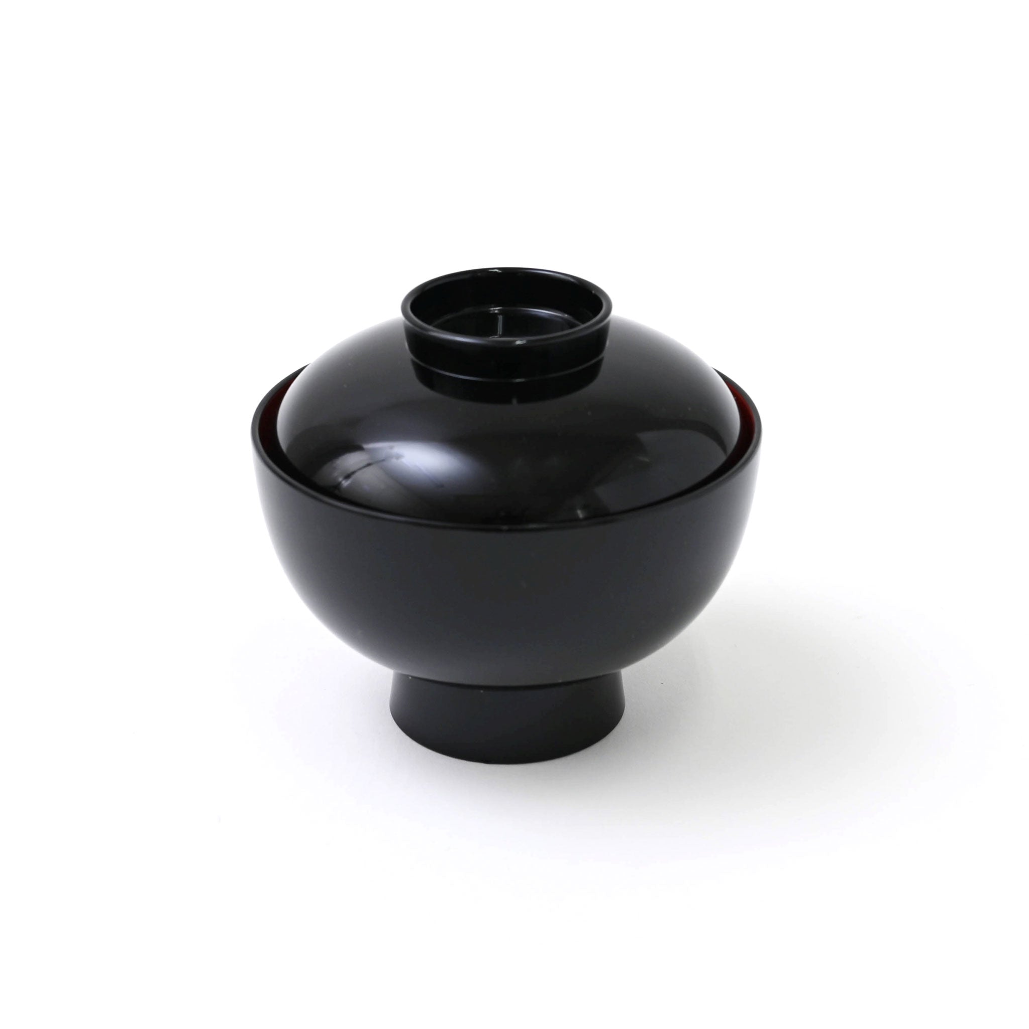 蓋付き雑煮椀 外黒内朱