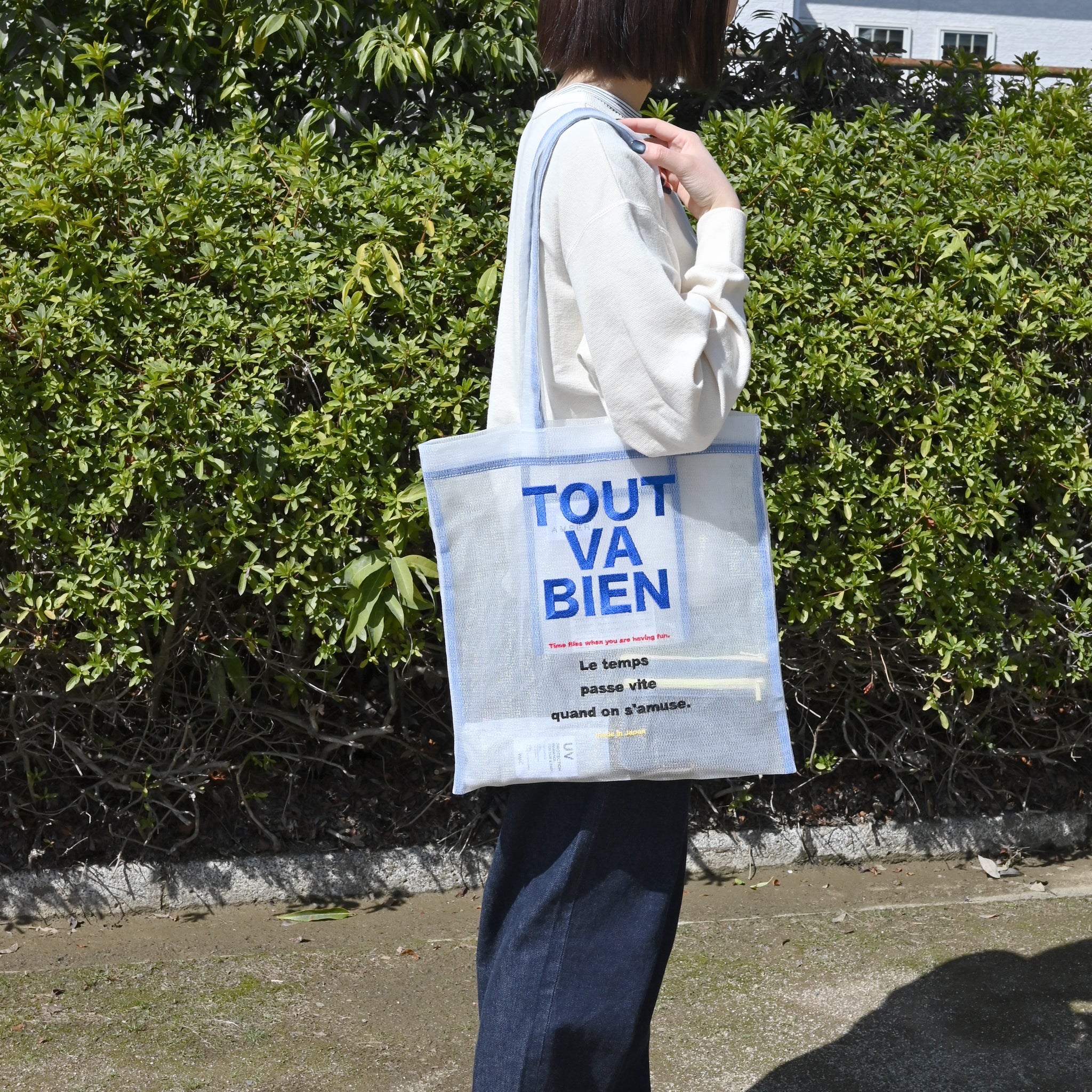【AMPER/アンパー】airy embroidery  tote bag M メッシュトートバッグ