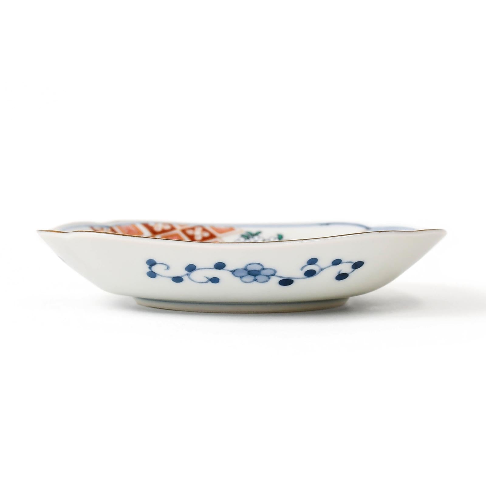 【林九郎窯】赤濃菱花紋 銘々皿