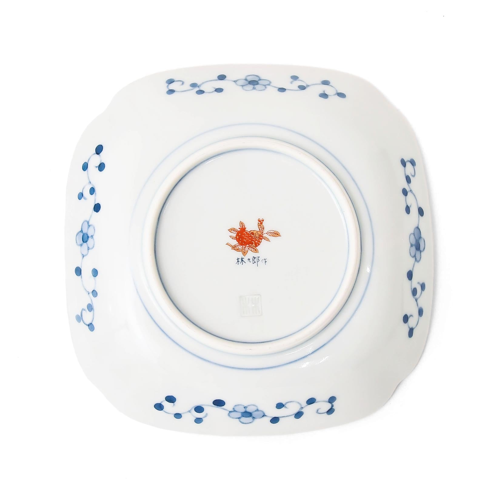 【林九郎窯】赤濃菱花紋 銘々皿