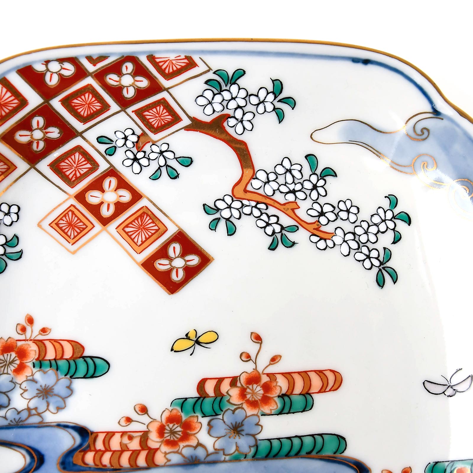 【林九郎窯】赤濃菱花紋 銘々皿