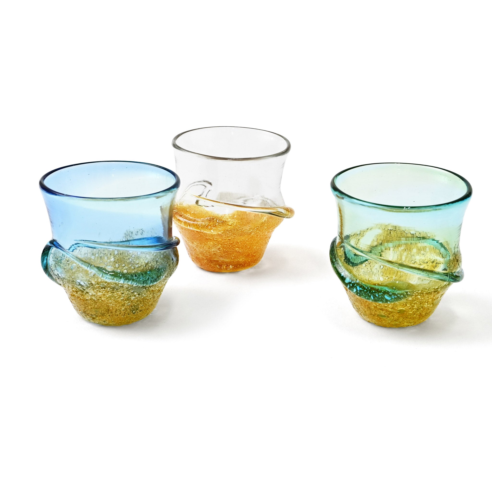 【工房虹】茶泡波巻宙吹グラス