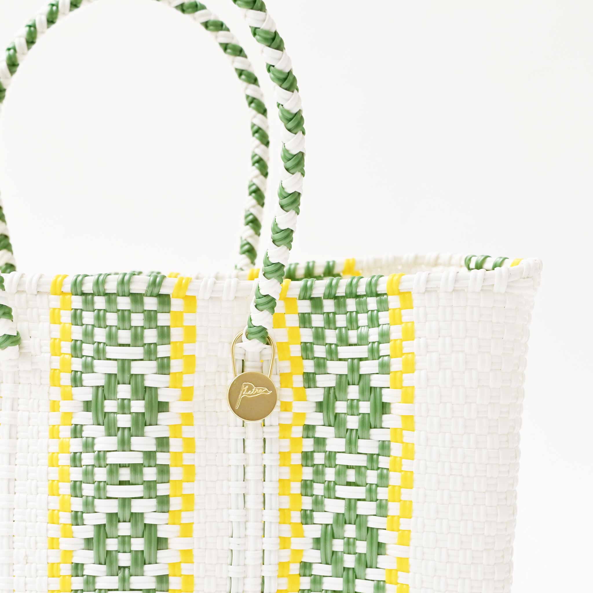 Letra xs 薄い黄色と黒 MERCADO BAG - BIG CHECK - SHORT STYLE - Yellow / White