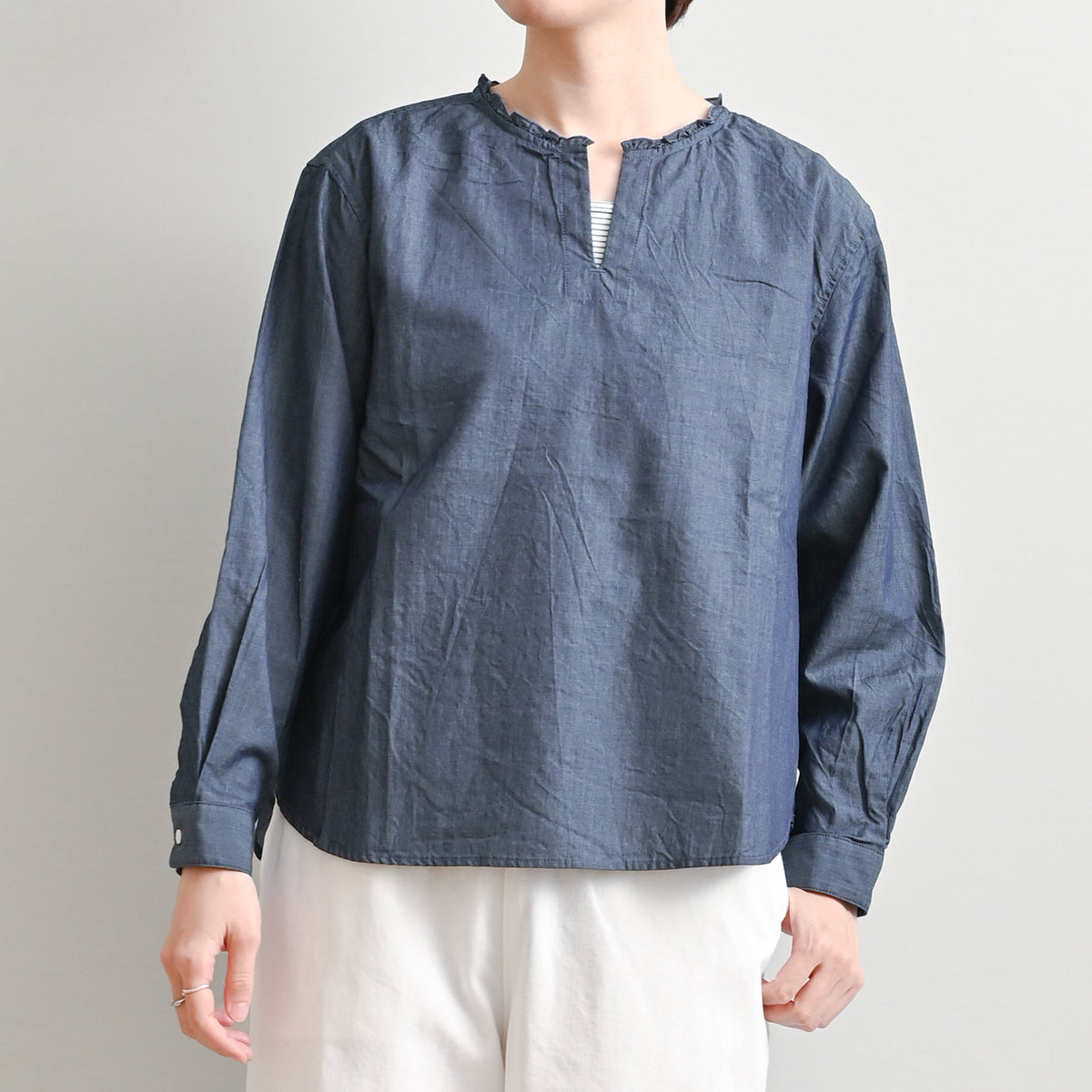 PLAN C デニム長袖シャツ　ダブルカラー　40 PLAN C デニム長袖シャツ ダブルカラー 40 【公式通販】