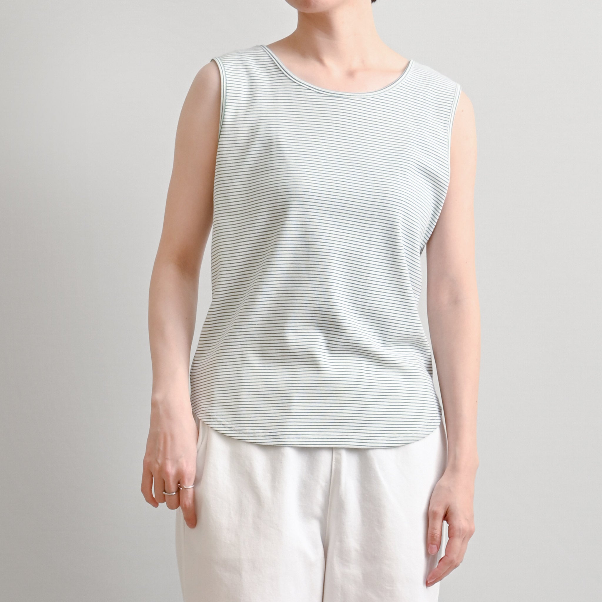 フライスコットンボーダー2WAYタンクトップ